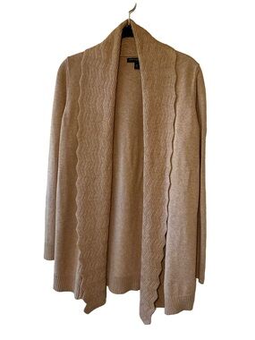 Banana Republic Factory Tan Chevron Open Front Waterfall Cardigan Sweater M